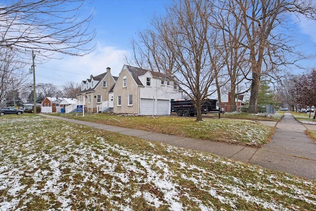 view of snow covered property