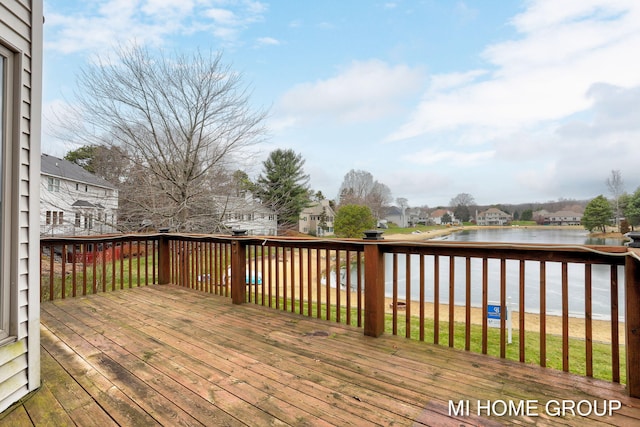 deck with a water view