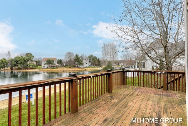 deck with a water view