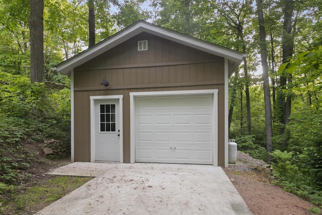 view of garage