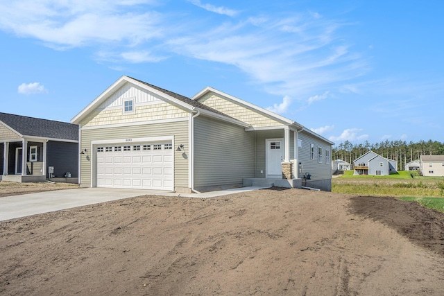 view of front of house with a garage