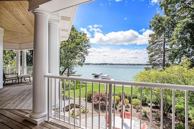 balcony with a water view