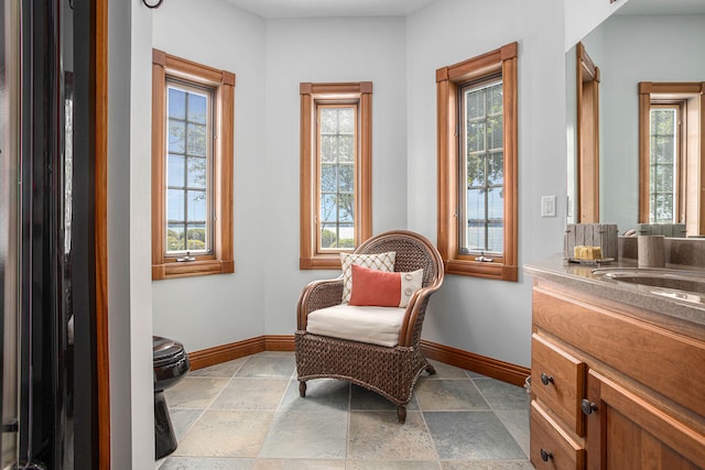 living area featuring sink