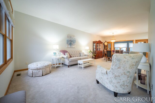 living room featuring carpet