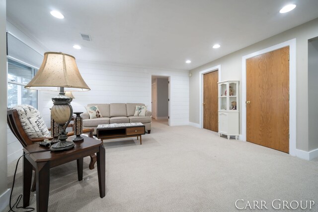 living room with carpet floors