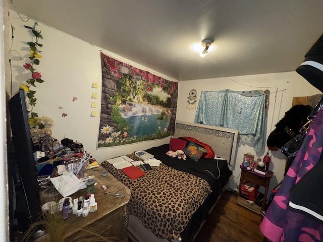 bedroom with hardwood / wood-style flooring