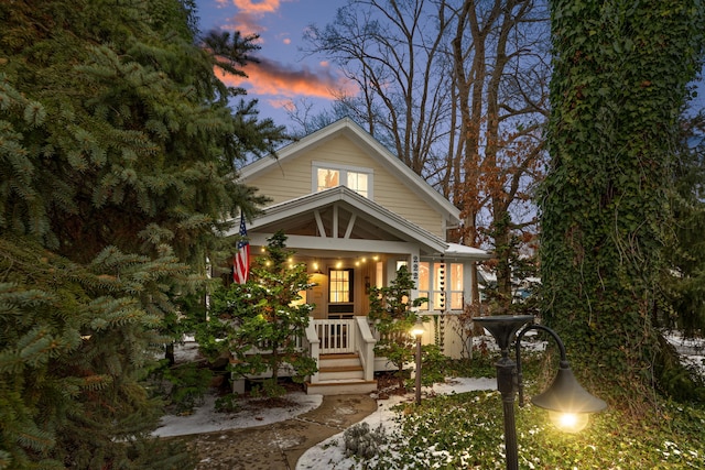 view of front of home featuring covered porch