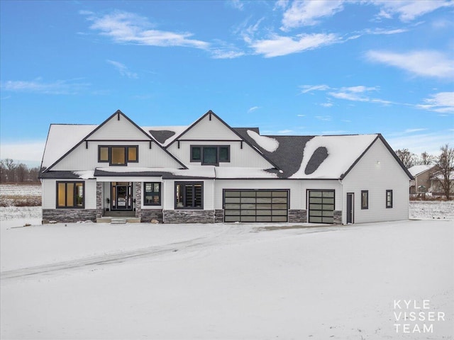 modern farmhouse with a garage