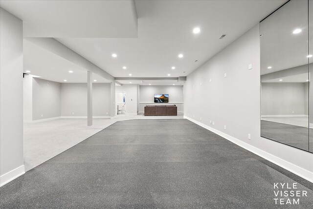 basement with carpet