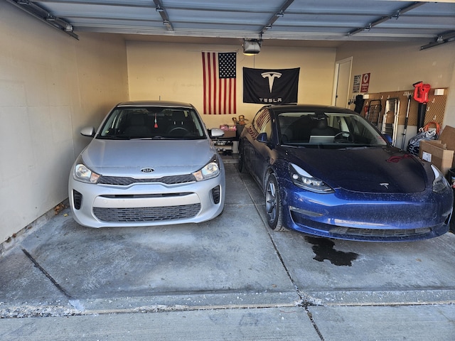 garage with a garage door opener