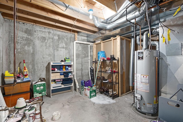 basement with water heater