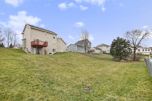 view of yard featuring a wooden deck