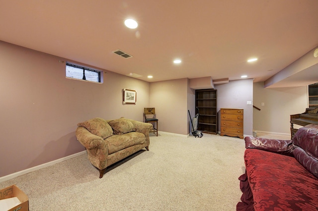 living room featuring carpet