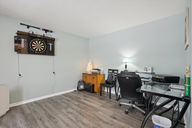 office space with hardwood / wood-style flooring