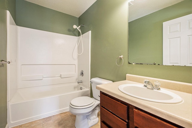 full bathroom featuring vanity, shower / bathtub combination, and toilet