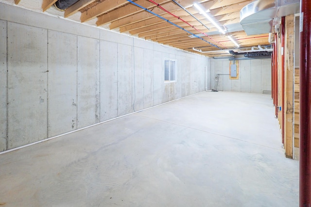 basement with electric panel