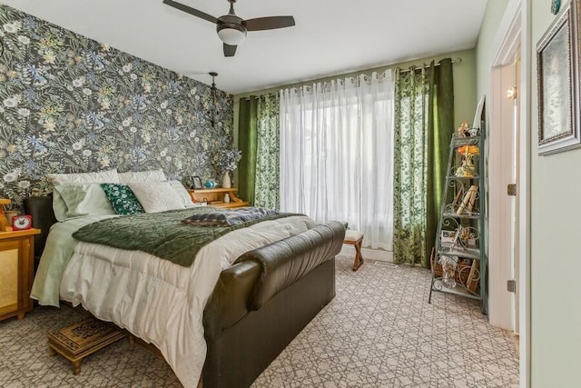 bedroom featuring ceiling fan