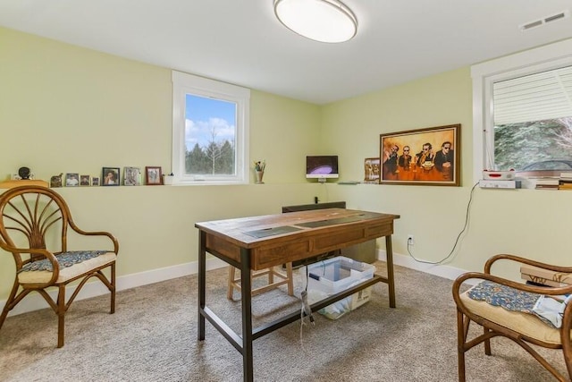 home office featuring carpet flooring