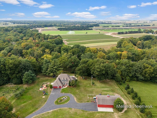 bird's eye view with a rural view