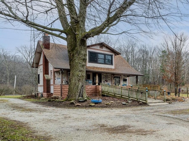 view of front facade featuring covered porch