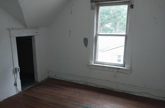 bonus room featuring lofted ceiling and dark wood-type flooring