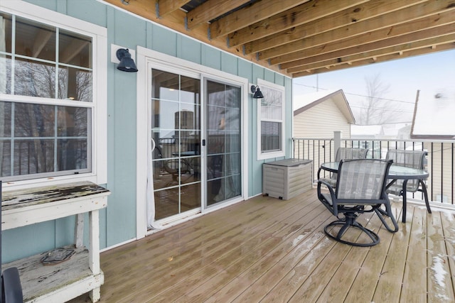 10606 Lake St, Chippewa Lake, MI 49320 - wooden deck featuring outdoor dining area