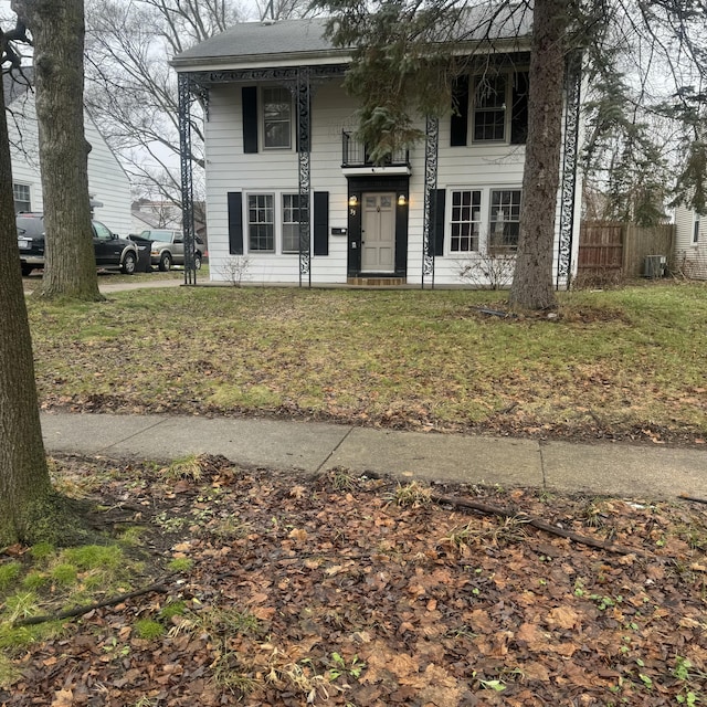 view of front of home with cooling unit