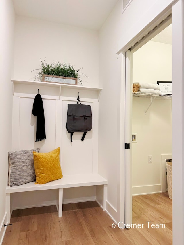 mudroom featuring light wood-type flooring