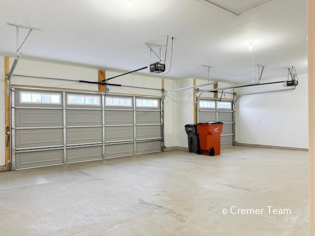 garage with a garage door opener