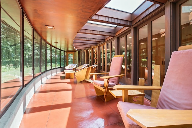 sunroom featuring a skylight