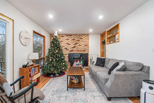 living room with light hardwood / wood-style floors