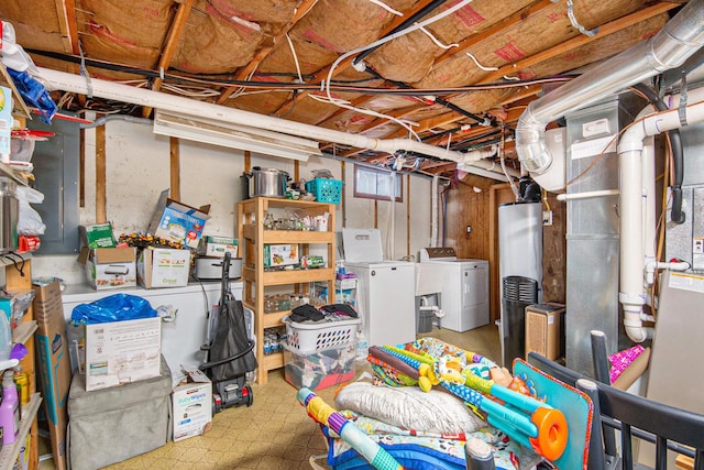 basement with separate washer and dryer