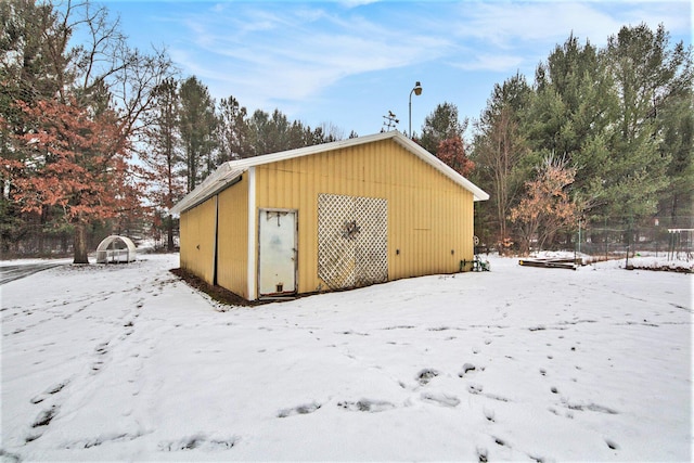 view of snow covered structure