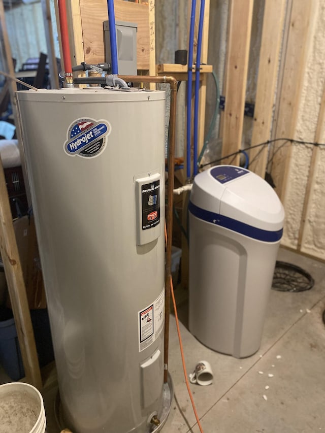 utility room with water heater