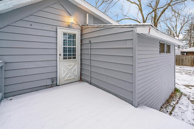 view of snow covered structure