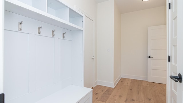 mudroom featuring light hardwood / wood-style flooring