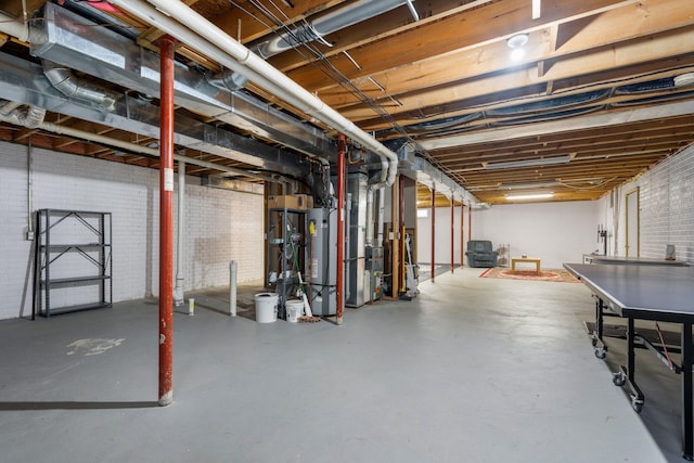 basement featuring water heater