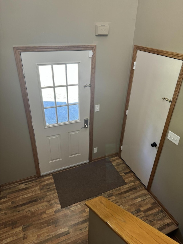 doorway to outside with dark wood-type flooring