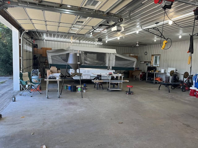 garage with a garage door opener