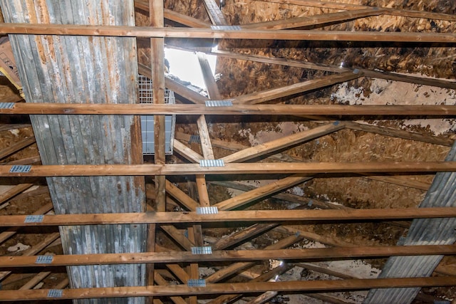 view of unfinished attic