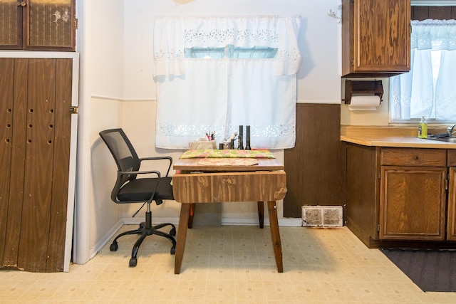 home office featuring sink