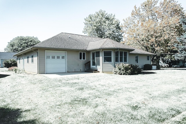 single story home with a garage