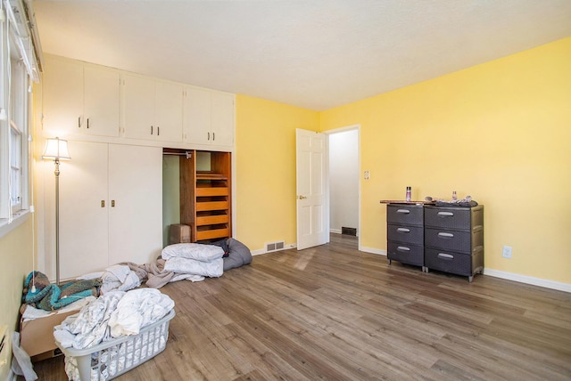 bedroom featuring a closet and wood-type flooring