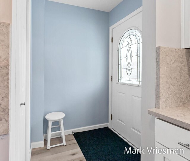 entrance foyer featuring light wood-type flooring and plenty of natural light