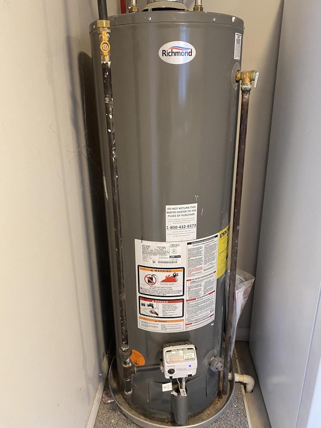 utility room with gas water heater