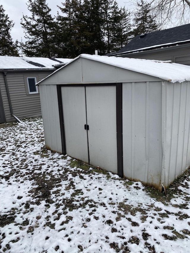 view of snow covered structure