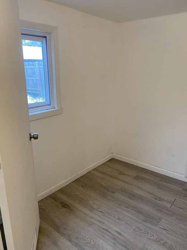 spare room featuring wood-type flooring