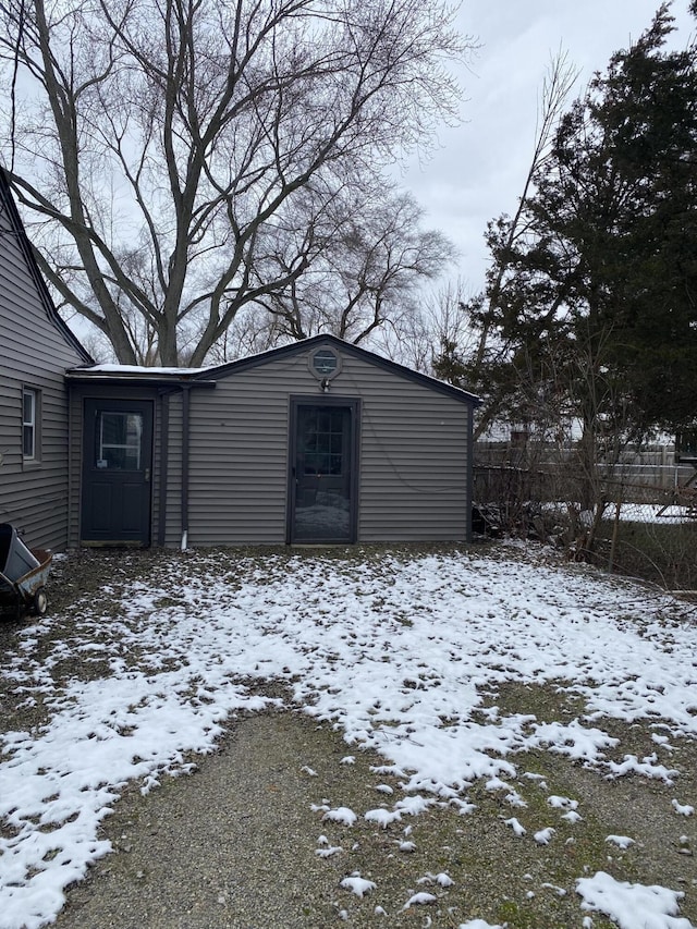 view of snow covered structure