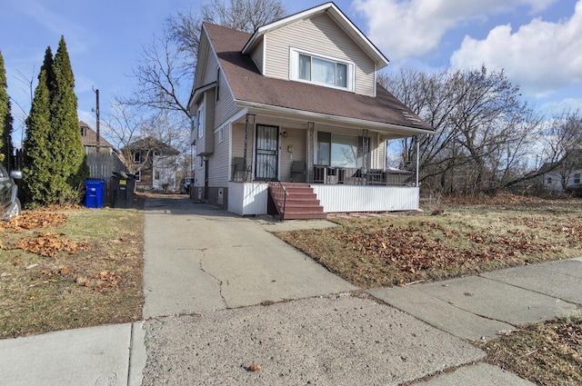 view of front of property featuring covered porch