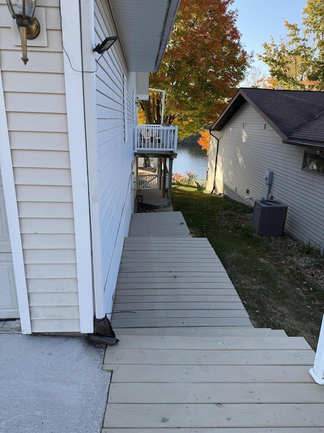 deck featuring central AC unit